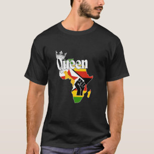 Zimbabwe Queen With Zimbabwean Flag In Africa Map T-Shirt