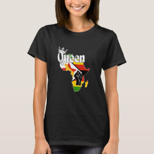 Zimbabwe Queen With Zimbabwean Flag In Africa Map T-Shirt