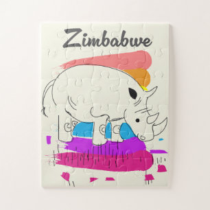 Zimbabwe retro travel logo jigsaw puzzle
