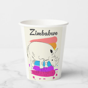 Zimbabwe retro travel logo paper cups