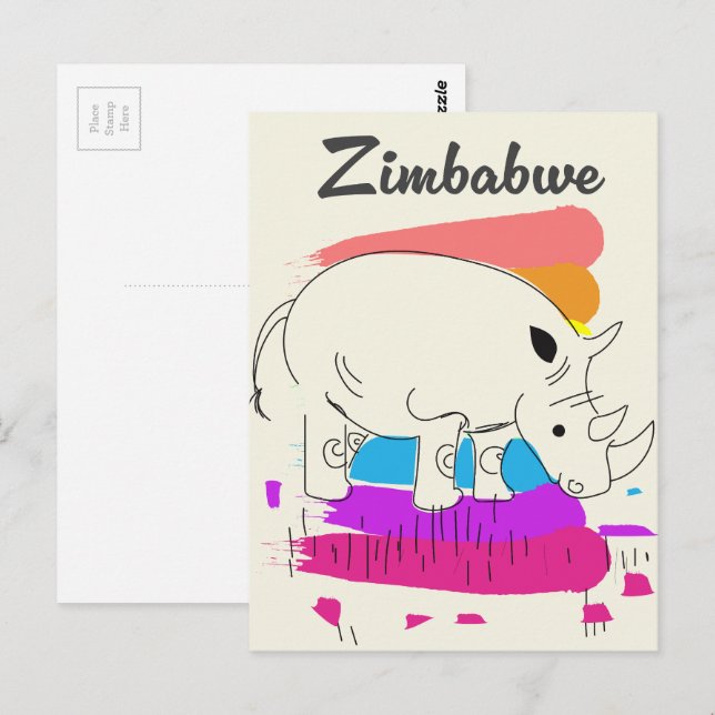 Zimbabwe retro travel logo postcard (Front/Back)