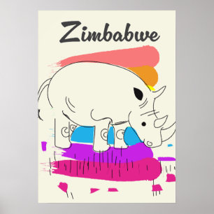 Zimbabwe retro travel logo poster