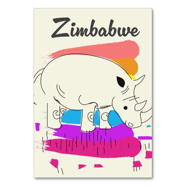 Zimbabwe retro travel logo table number (Front)