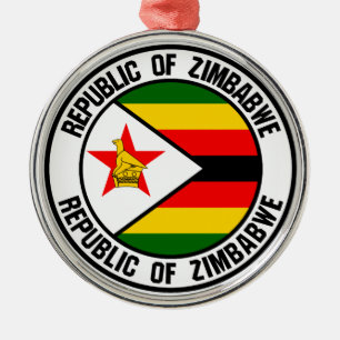 Zimbabwe Round Emblem Metal Tree Decoration