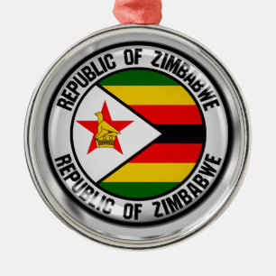 Zimbabwe Round Emblem Metal Tree Decoration