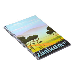 Zimbabwe vacation travel poster notebook