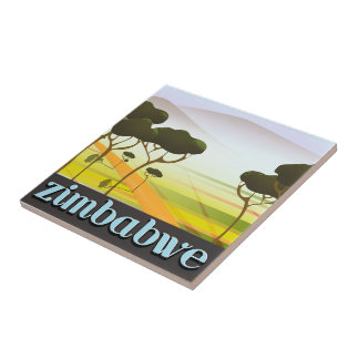 Zimbabwe vacation travel poster tile
