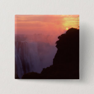 Zimbabwe, Victoria Falls National Park. Misty 15 Cm Square Badge