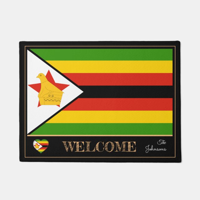 Zimbabwe & Zimbabwe Flag house /sports Welcome Doormat (Front)