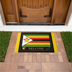Zimbabwe & Zimbabwe Flag house /sports Welcome Doormat