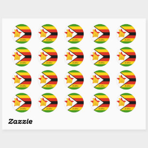 Zimbabwe & Zimbabwe flag patriots, holiday /sports Classic Round Sticker