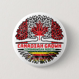 Zimbabwe Zimbabwean Canadian Canada Tree Roots 6 Cm Round Badge