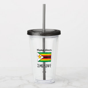 Zimbabwe Zimbabwean Flag Black Personalised Name Acrylic Tumbler