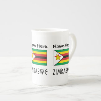 Zimbabwe Zimbabwean Flag Black Personalised Name  Bone China Mug