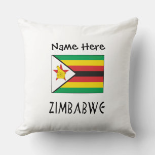 Zimbabwe Zimbabwean Flag Black Personalised Name Cushion
