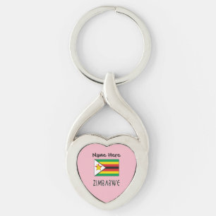 Zimbabwe Zimbabwean Flag Black Personalised Name Key Ring