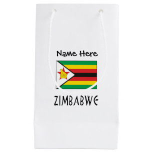 Zimbabwe Zimbabwean Flag Black Personalised Name Small Gift Bag