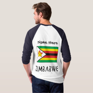 Zimbabwe Zimbabwean Flag Black Personalised Name T-Shirt