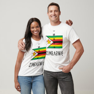 Zimbabwe Zimbabwean Flag Black Personalised Name  T-Shirt