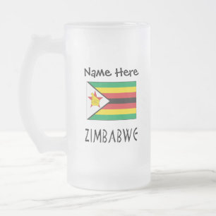 Zimbabwe Zimbabwean Flag Personalised Frosted Glass Beer Mug