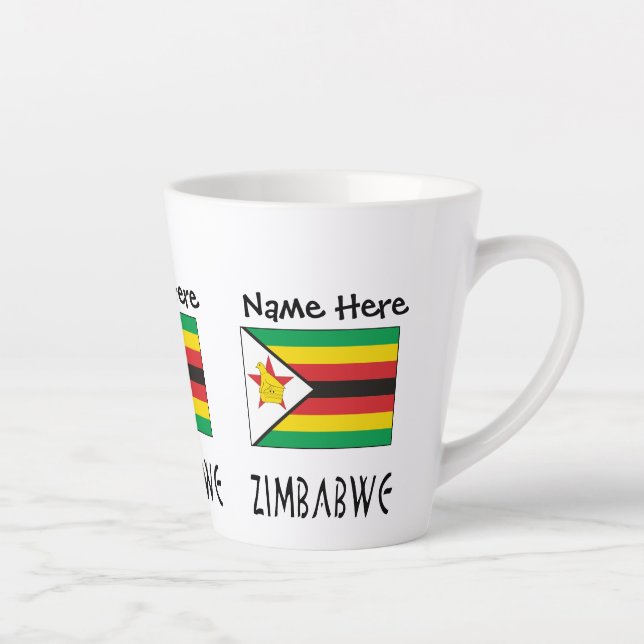 Zimbabwe Zimbabwean Flag Personalised  Latte Mug (Right)