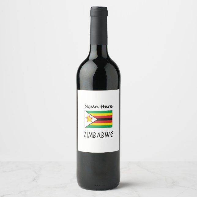 Zimbabwe Zimbabwean Flag Personalised  Wine Label (Front)