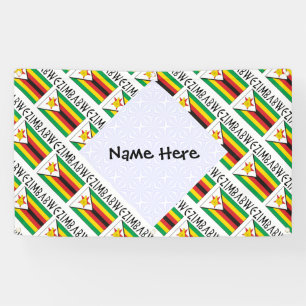 Zimbabwe Zimbabwean Flag Tiled Black Personalised  Banner