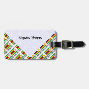 Zimbabwe Zimbabwean Flag Tiled Black Personalised Luggage Tag