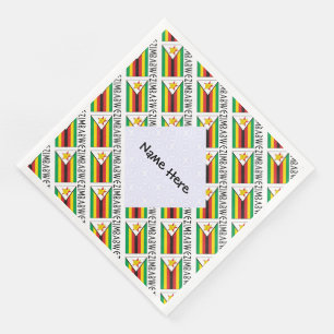 Zimbabwe Zimbabwean Flag Tiled Black Personalised Napkin