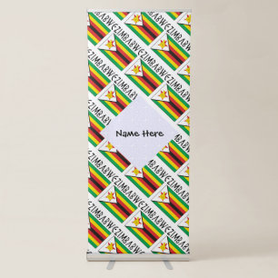 Zimbabwe Zimbabwean Flag Tiled Black Personalised  Retractable Banner