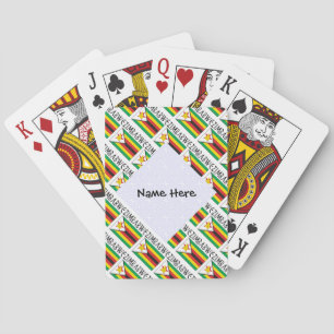 Zimbabwe Zimbabwean Flag Tiled Personalise Name  Playing Cards