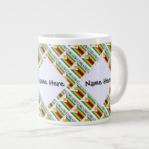 Zimbabwe Zimbabwean Flag Tiled Personalised Large Coffee Mug