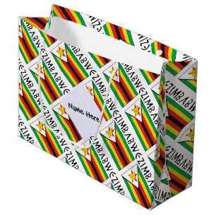 Zimbabwe Zimbabwean Flag Tiled Personalised  Large Gift Bag