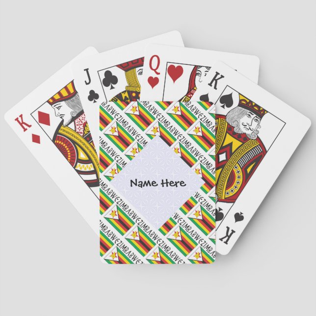 Zimbabwe Zimbabwean Flag Tiled Personalised  Playing Cards (Back)