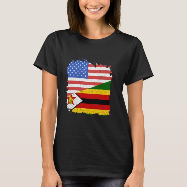 Zimbabwe Zimbabwean Roots USA America Zimbabwean F T-Shirt (Front)