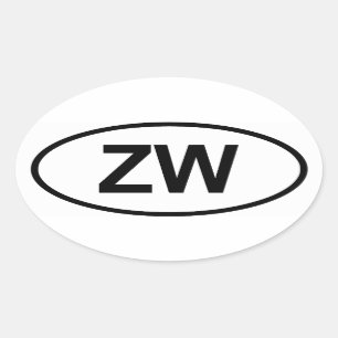 Zimbabwe "ZW" Oval Sticker