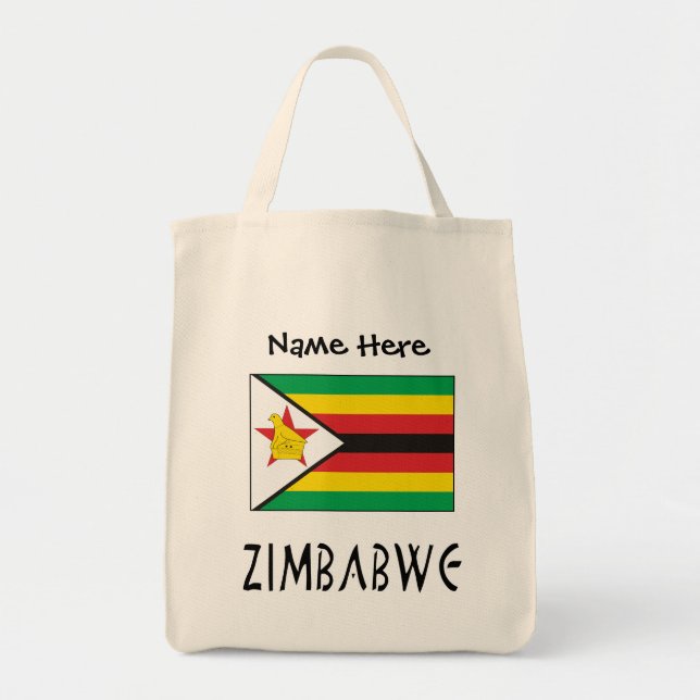 Zimbabwea Zimbabwean Flag Black Personalisation  Tote Bag (Front)