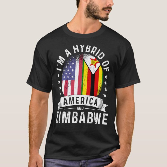 Zimbabwean American Patriot Grown Flag Humor T-Shirt (Front)