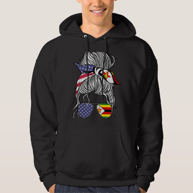 Zimbabwean American Patriot Grown Proud Women Girl Hoodie (Front)