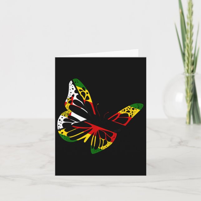 Zimbabwean Roots Butterfly Zimbabwe Flag Zimbabwea Card (Front)