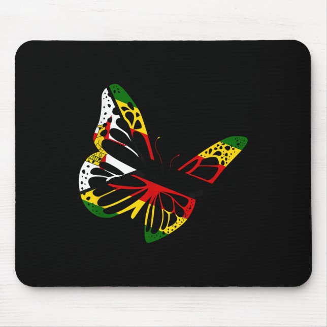 Zimbabwean Roots Butterfly Zimbabwe Flag Zimbabwea Mouse Mat (Front)