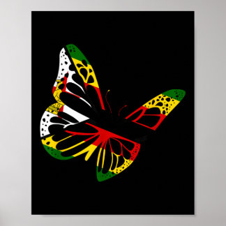 Zimbabwean Roots Butterfly Zimbabwe Flag Zimbabwea Poster