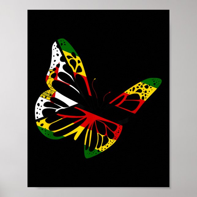 Zimbabwean Roots Butterfly Zimbabwe Flag Zimbabwea Poster (Front)