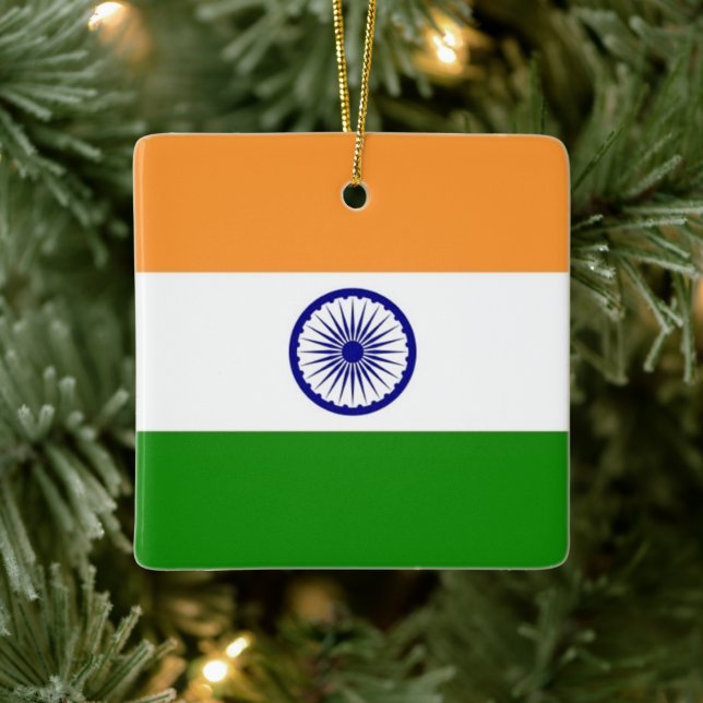 zIN001 Indian FLAG India, Ceramic Ornament (Tree)