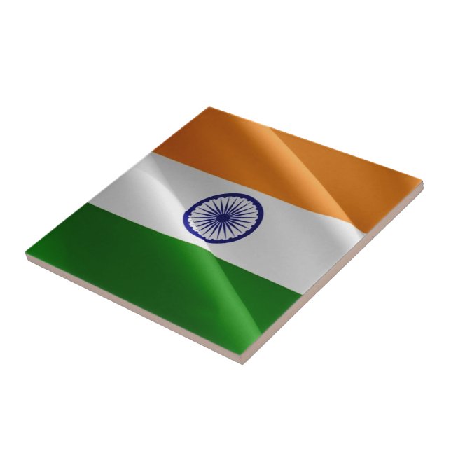 zIN002 Indian waving FLAG India, Tile (Side)