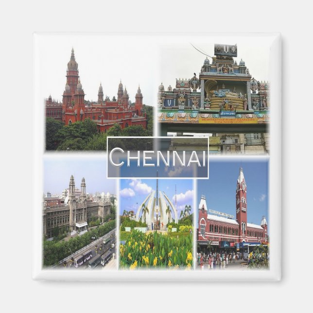 zIN012 CHENNAI MADRAS, India, Asia, Fridge Magnet (Front)