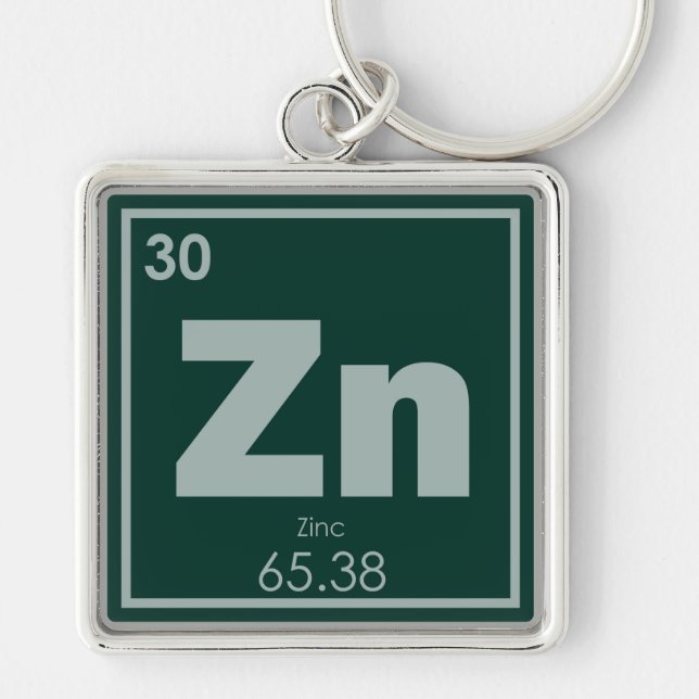 Zinc chemical element symbol chemistry formula gee key ring (Front)