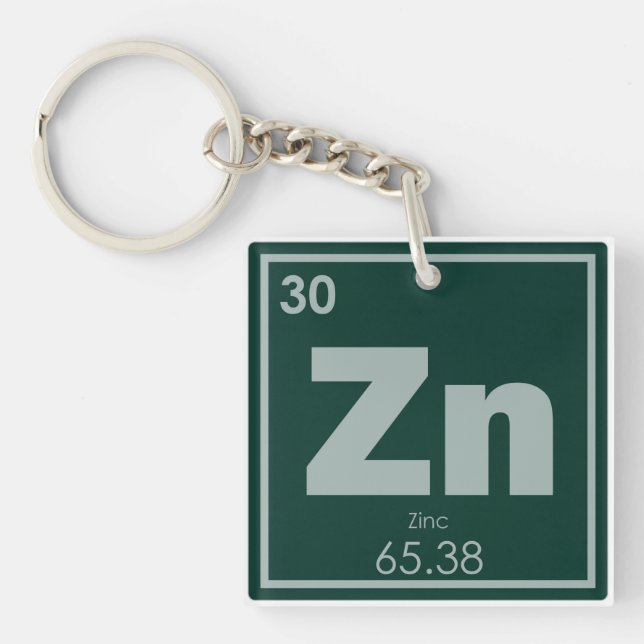 Zinc chemical element symbol chemistry formula gee key ring (Front)