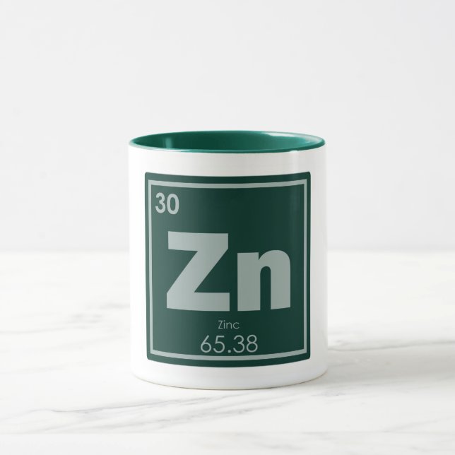 Zinc chemical element symbol chemistry formula gee mug (Center)