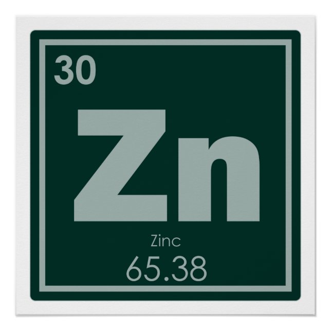 Zinc chemical element symbol chemistry formula gee poster (Front)